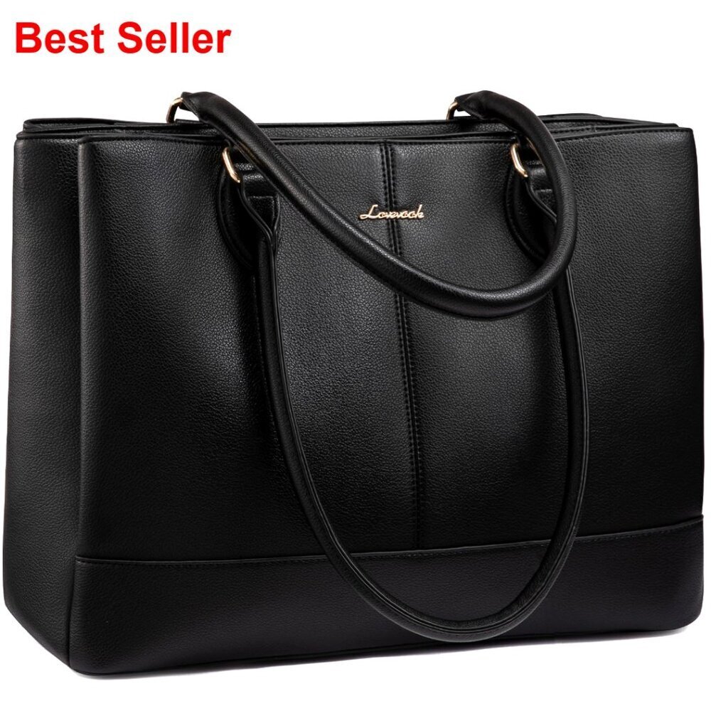 Waterproof PU Leather Laptop Tote Bag with 3 Compartments for Women